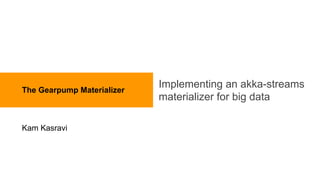 Implementing an akka-streams
materializer for big data
The Gearpump Materializer
Kam Kasravi
 