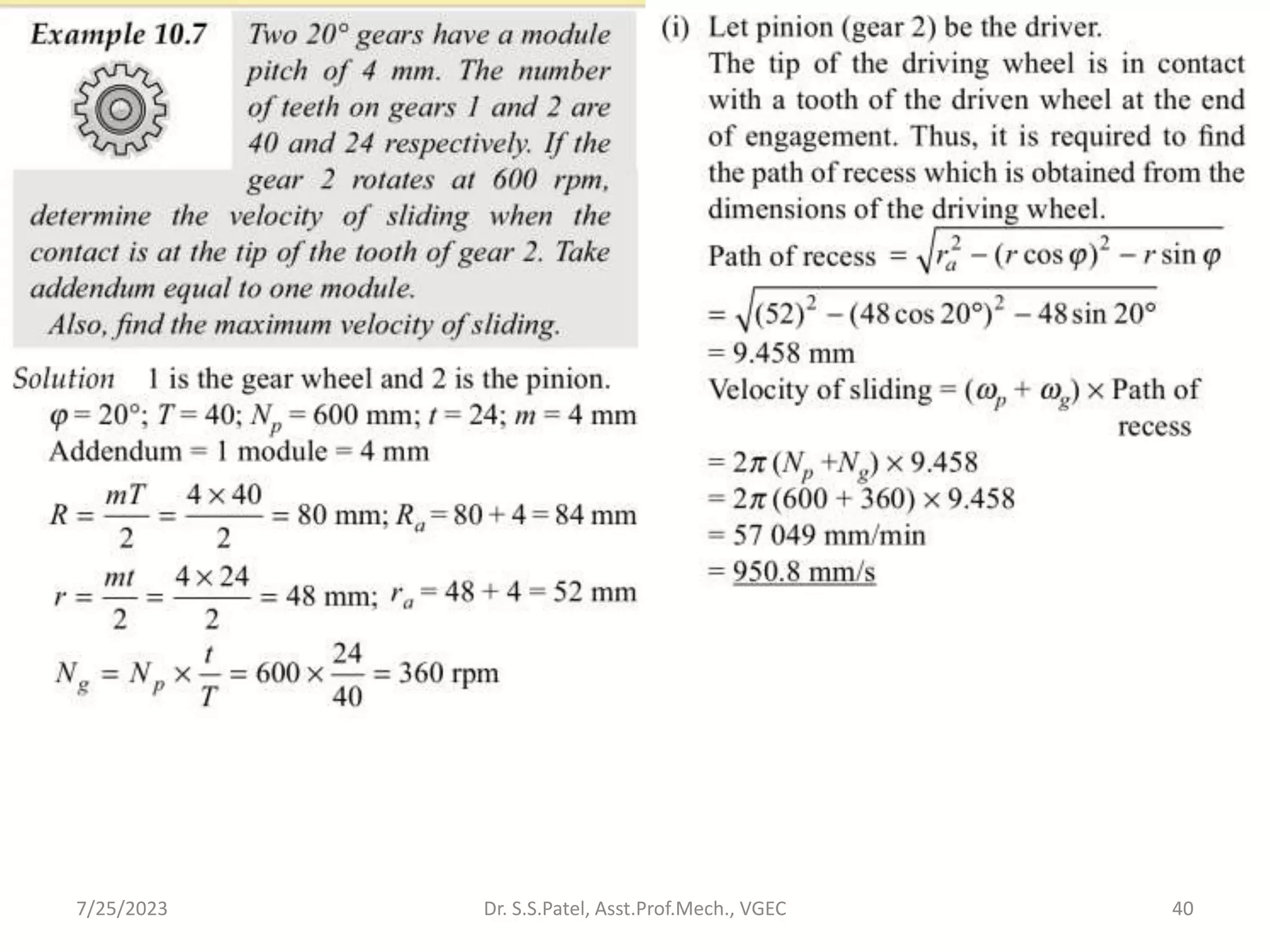 40
7/25/2023 Dr. S.S.Patel, Asst.Prof.Mech., VGEC
 