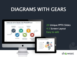 DIAGRAMS WITH GEARS
20 Unique PPTX Slides
4:3 Screen Layout
Easy to edit
 