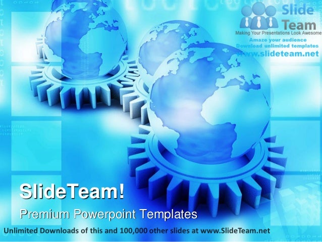 gears and globe concept industrial power point templates globe powerpoint templates