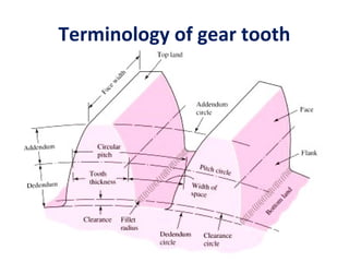 Terminology of gear tooth
 