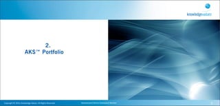 2.
                               AKS™ Portfolio




Copyright	
  ©	
  2010,	
  Knowledge	
  Values.	
  All	
  Rights	
  Reserved.   Geavanceerd	
  Kennis	
  Gebaseerd	
  Werken   9
 