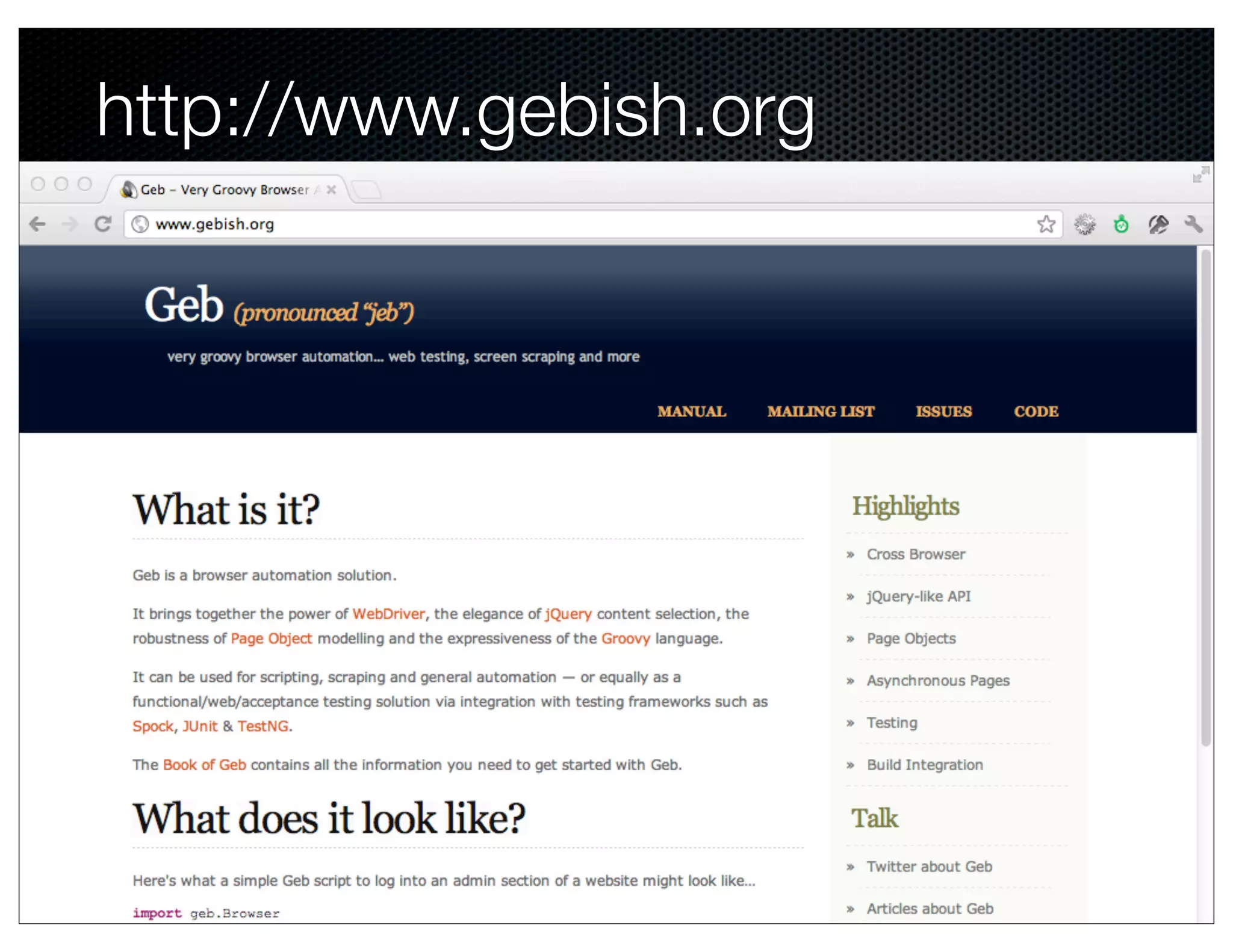 http://www.gebish.org
 