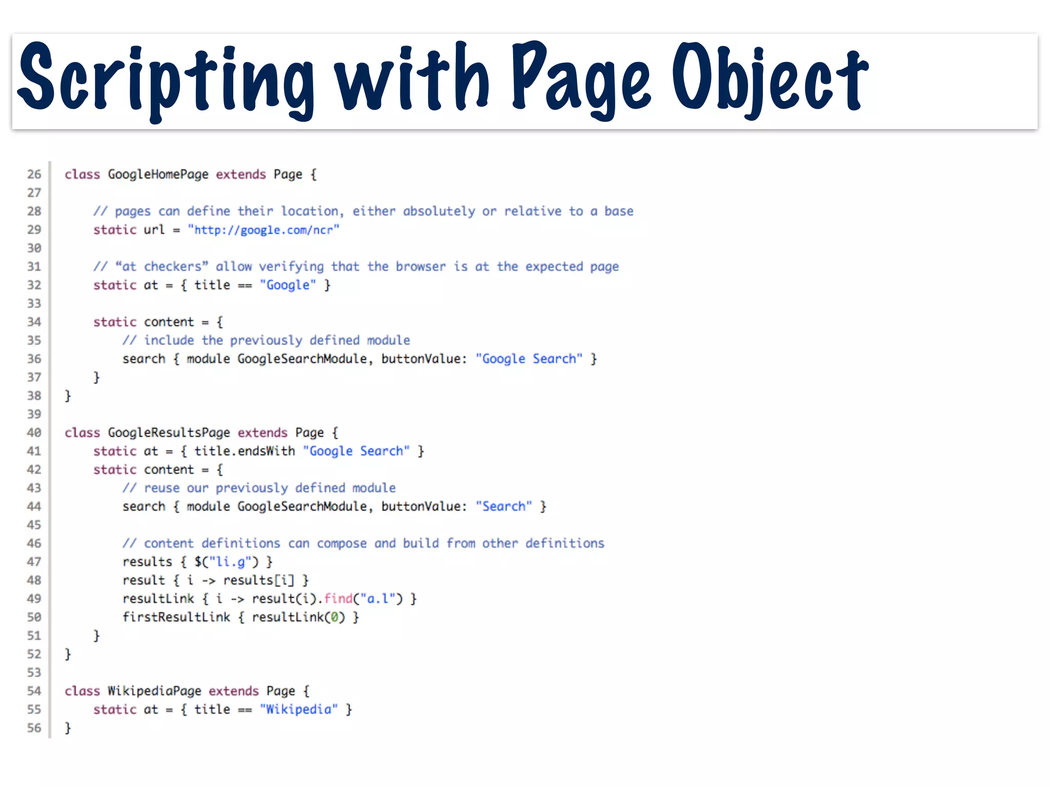 Scripting with Page Object
 