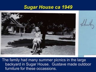 Sugar House ca 1949




The family had many summer picnics in the large
 backyard in Sugar House. Gustave made outdoor
 furniture for these occassions.
 