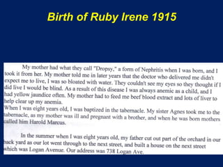 Birth of Ruby Irene 1915
 