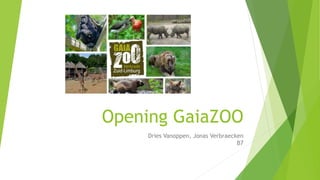 Opening GaiaZOO
Dries Vanoppen, Jonas Verbraecken
B7
 