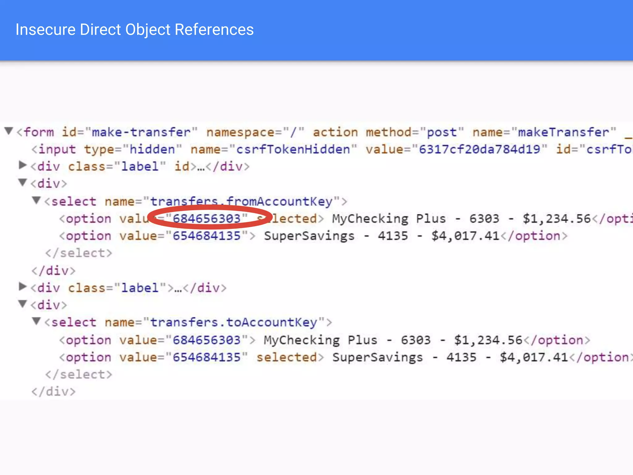 Insecure Direct Object References
 