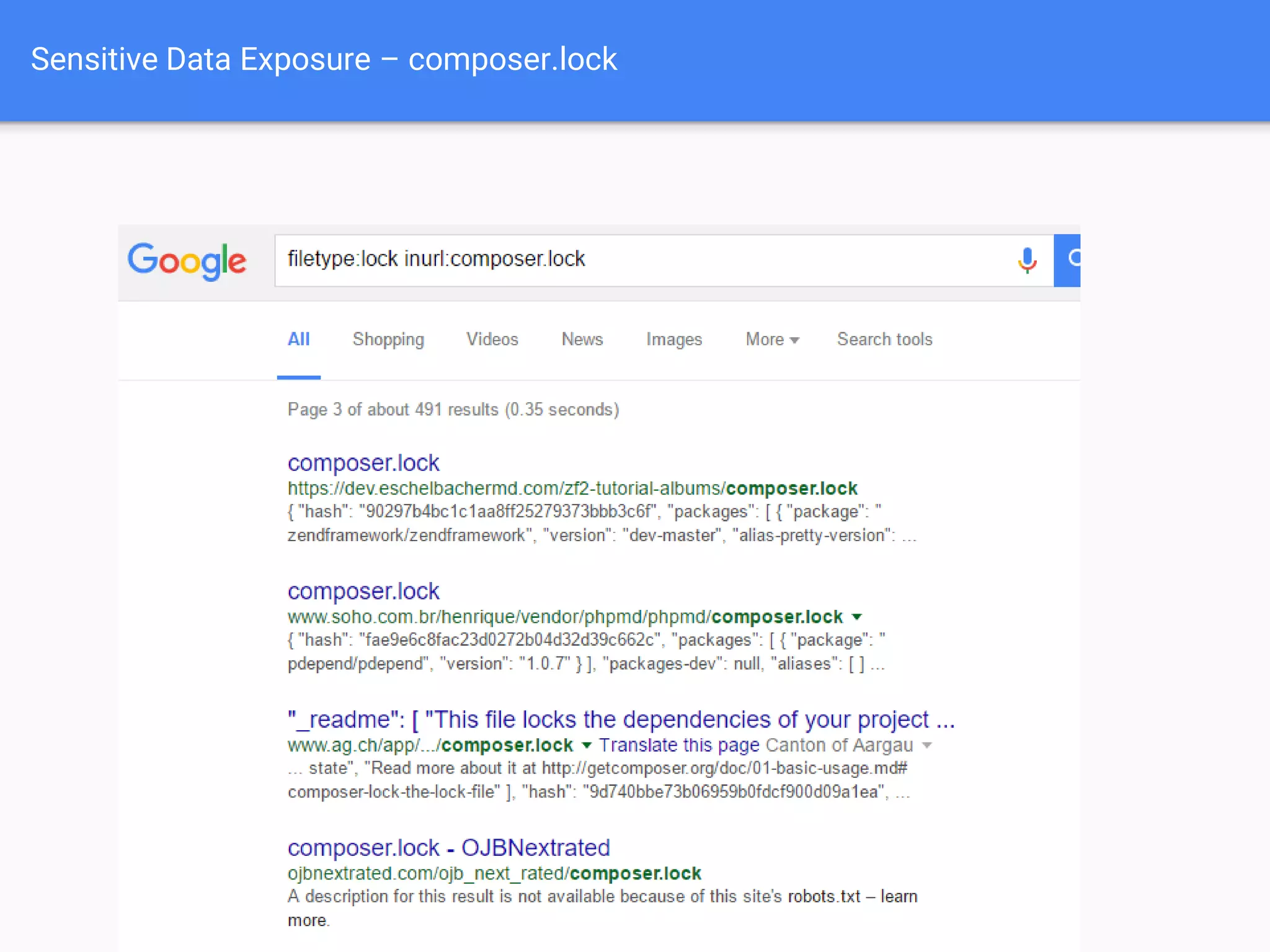 Sensitive Data Exposure – composer.lock
 