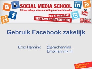 Gebruik Facebook zakelijk Erno Hannink @ernohannink ErnoHannink.nl 