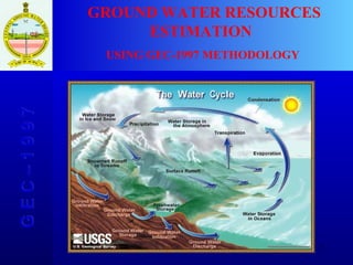 G E C – 1 9 9 7 GROUND WATER RESOURCES ESTIMATION  USING GEC-1997 METHODOLOGY 