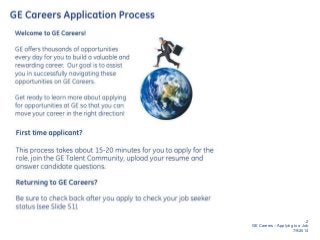 2
GE Careers – Applying to a Job
7/9/2014
 