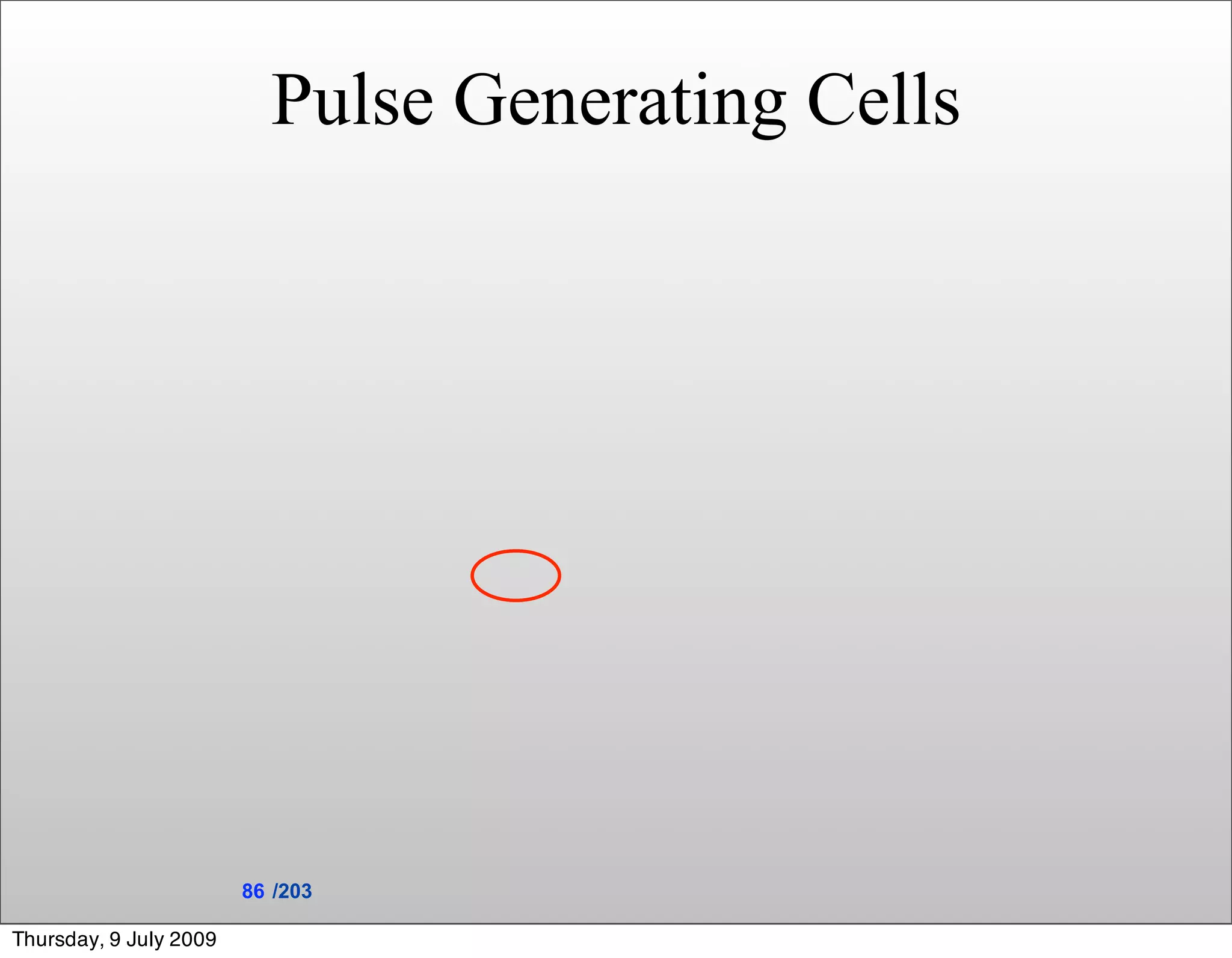 Pulse Generating Cells




                        86 /203

Thursday, 9 July 2009
 