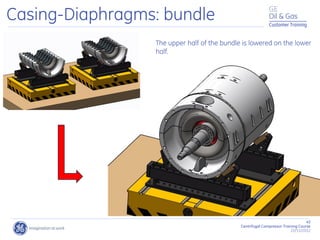 43
Centrifugal Compressor Training Course
22/11/2012
Customer Training
Casing-Diaphragms: bundle
The upper half of the bundle is lowered on the lower
half.
 