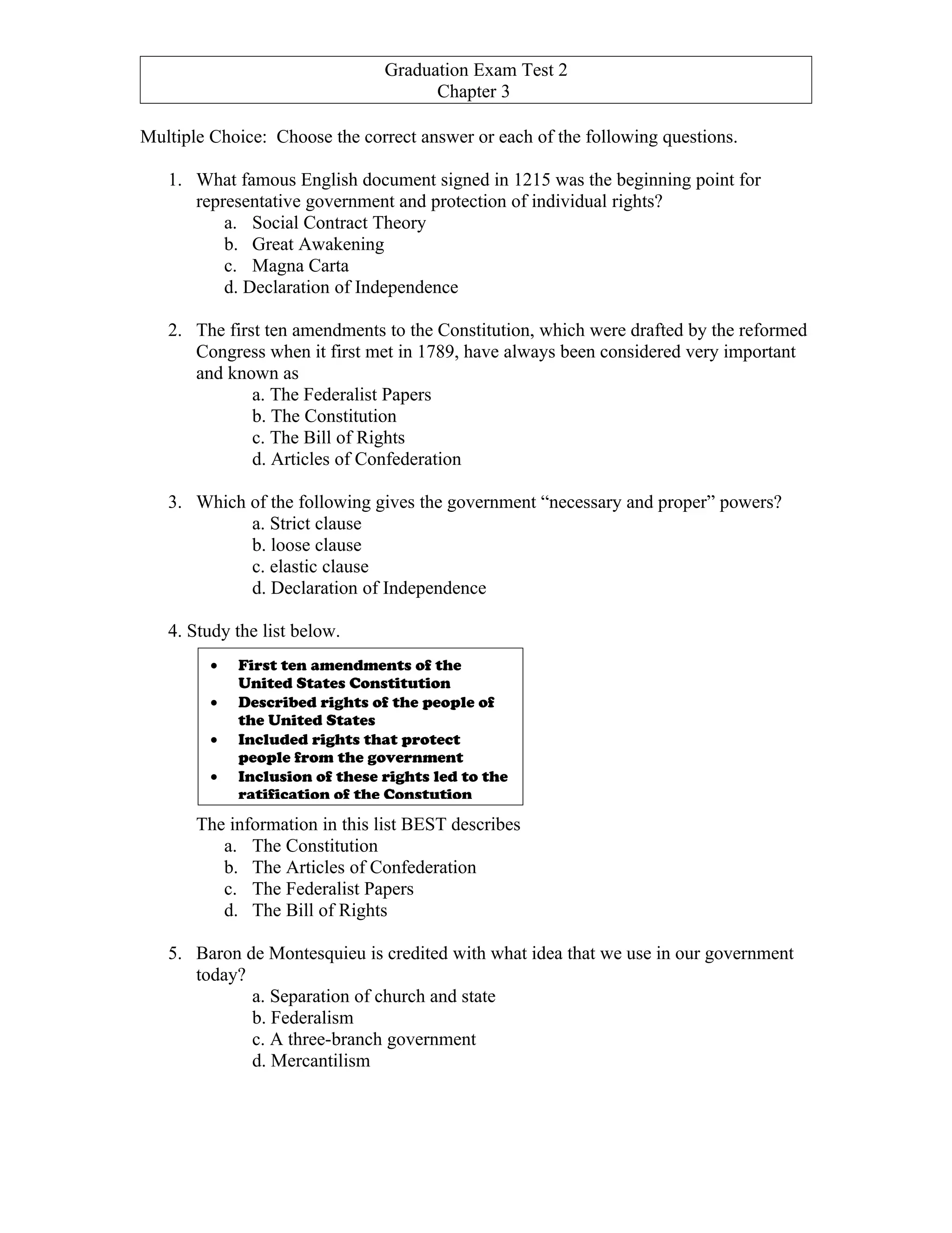 AHSGE Social Studies ch 3 test PDF