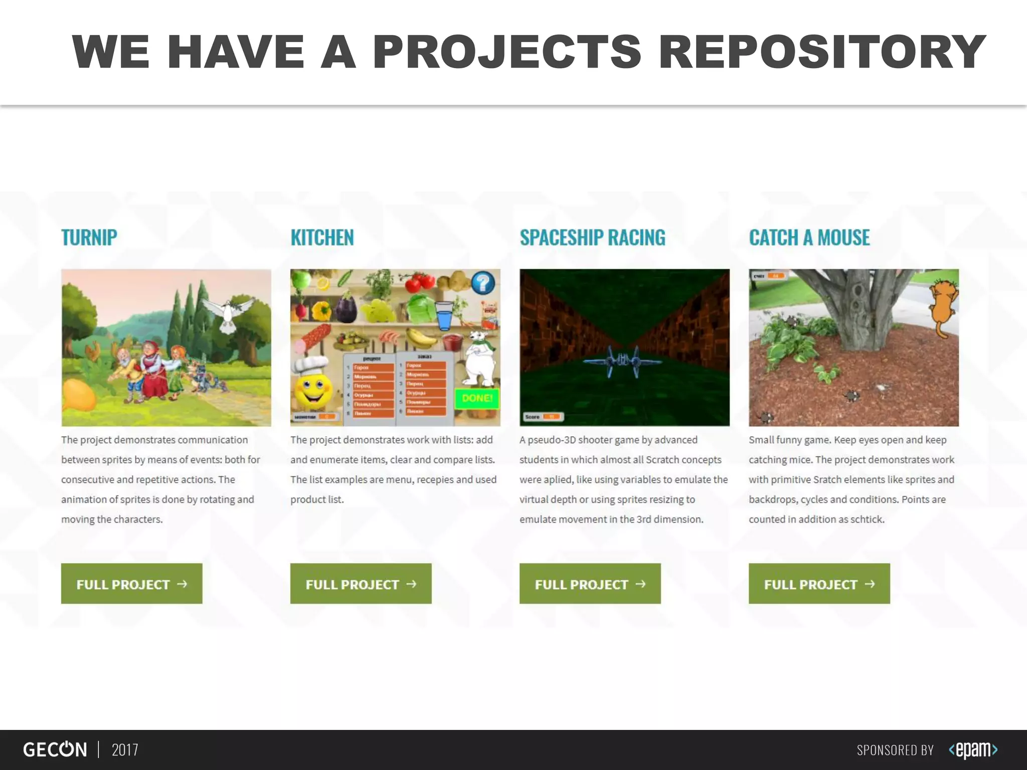 22
WE HAVE A PROJECTS REPOSITORY
 