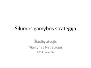 Šilumos gamybos strategija
Šiaulių atvejis
Martynas Nagevičius
2014 balandis
 