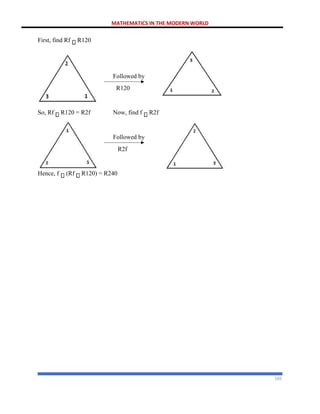 MATHEMATICS IN THE MODERN WORLD
165
First, find Rf R120
Followed by
R120
So, Rf R120 = R2f Now, find f R2f
Followed by
R2f
Hence, f (Rf R120) = R240
 