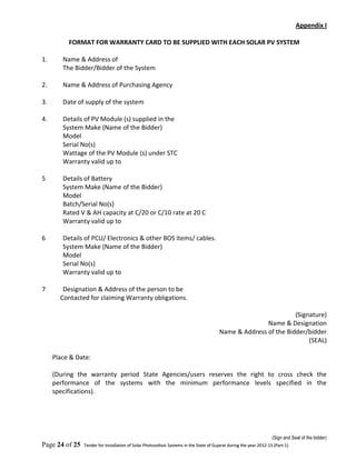 Tender Document for Solar Power Plant in Gujarat Part 1 | PDF