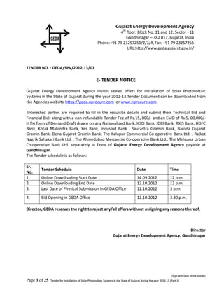 Tender Document for Solar Power Plant in Gujarat Part 1 | PDF