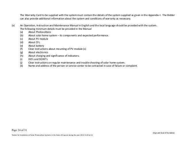 Tender Document for Solar Power Plant in Gujarat Part 2