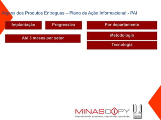 Alguns dos Produtos Entregues – Plano de Ação Informacional - PAI
 