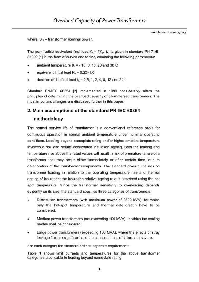 Overload capacity of power transformers