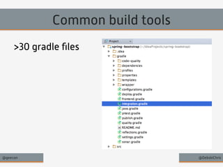 Common build tools 
>30 gradle files 
@geecon @DebskiChris 
 