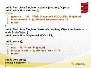 public final class Singleton extends java.lang.Object{<br />public static final void test();<br />Code:<br />0:   getstati...