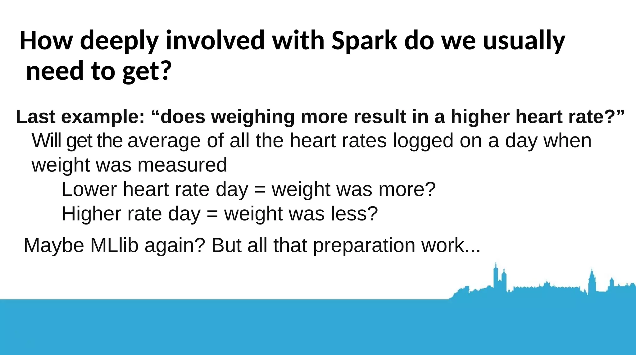 Sensible model created with outcomes we’d expect Go to bed earlier, exercise more I could have looked closer into removing the s_ variables so they’re all m_ and diet informaton; exercise for the reader Algorithms are producing these outcomes without domain specific knowledge 