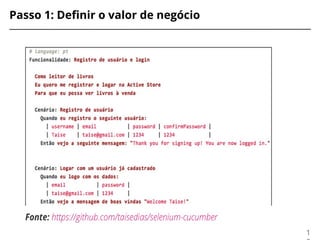 Passo 1: Defnir o valor de negócio
1
 