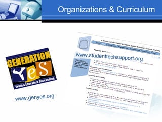 Organizations & Curriculum www.studenttechsupport.org www.genyes.org 