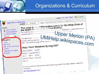 Organizations & Curriculum Upper Merion (PA) UMiHelp.wikispaces.com 