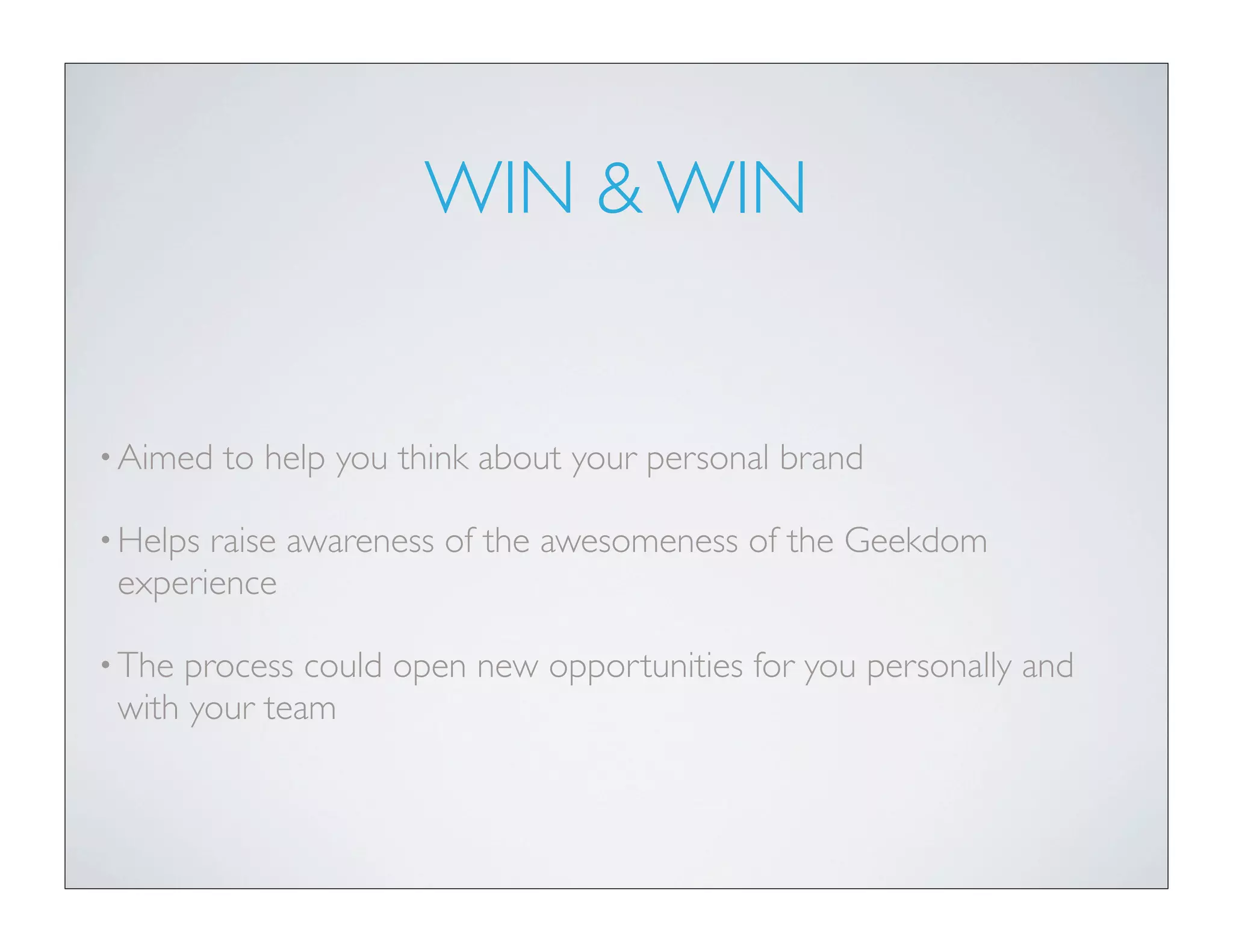 Geekdom has tons of
cool images you can
create that surround
the environment we
work in
 