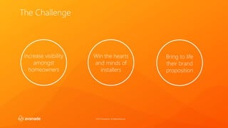 ©2017 Avanade Inc. All Rights Reserved.
The Challenge
Win the hearts
and minds of
installers
Increase visibility
amongst
homeowners
Bring to life
their brand
proposition
 