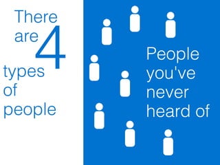 There

   4
 are

types
of
         People
         you've
         never
people   heard of
 