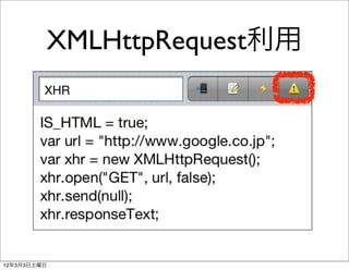 XMLHttpRequest利用




12年3月3日土曜日
 