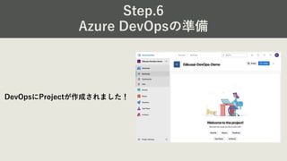 Step.6
Azure DevOpsの準備
DevOpsにProjectが作成されました！
 