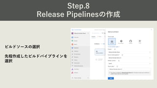 Step.8
Release Pipelinesの作成
ビルドソースの選択
先程作成したビルドパイプラインを
選択
 