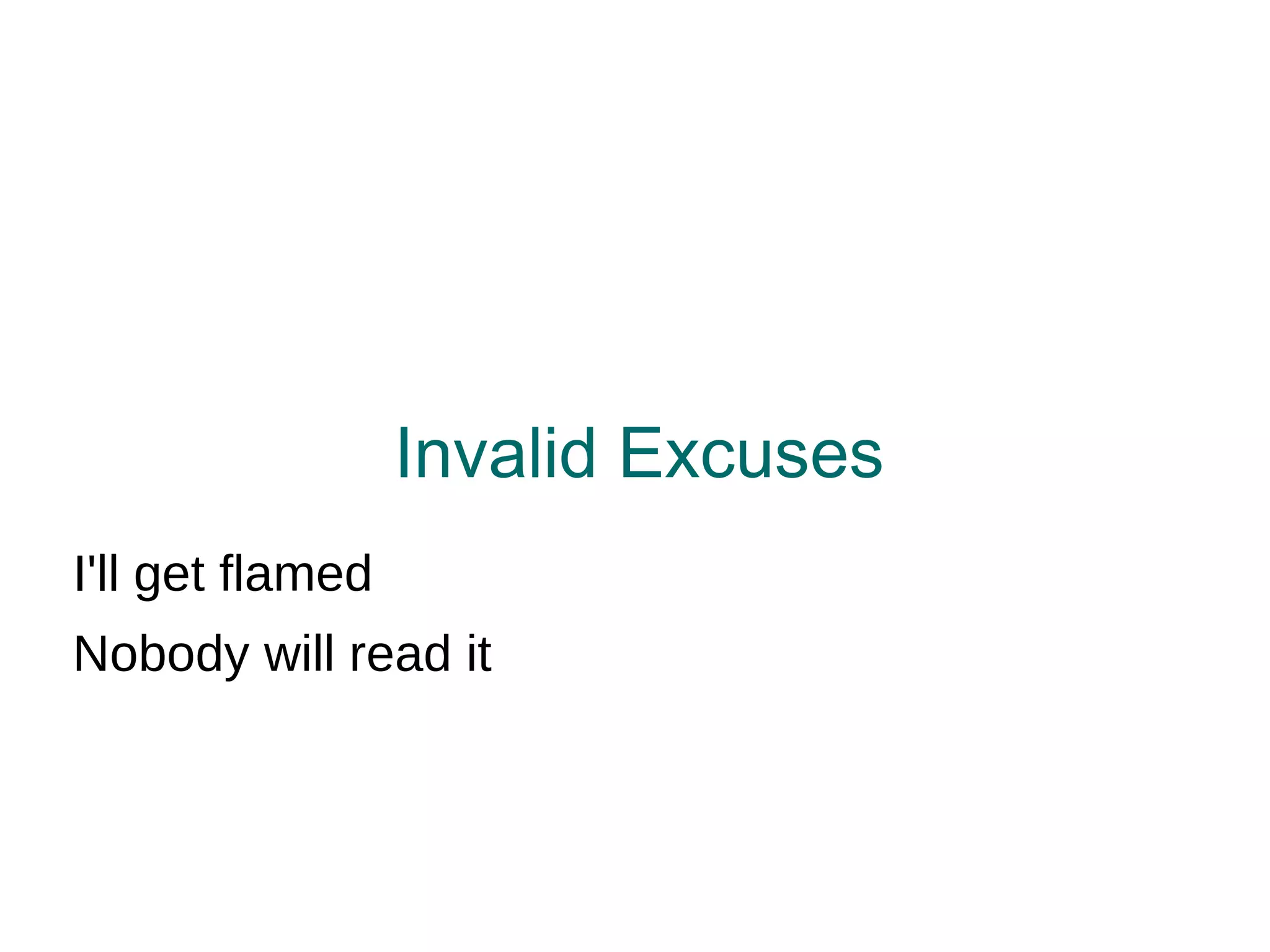 Invalid Excuses I don't know enough
