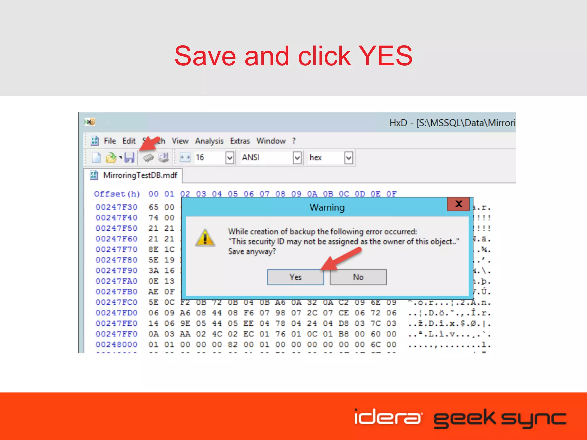 Save and click YES 