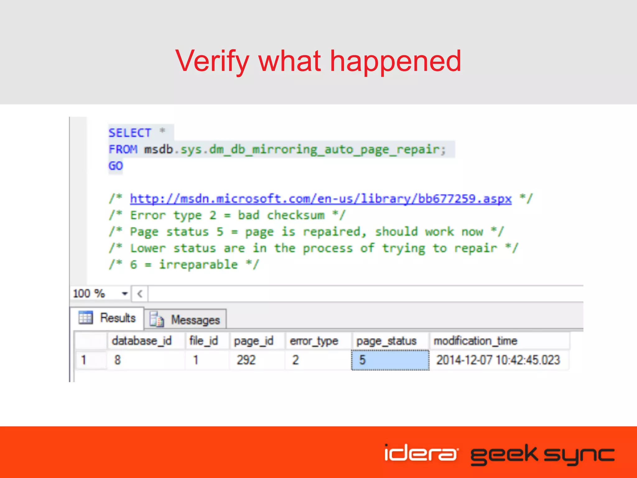 Verify what happened 