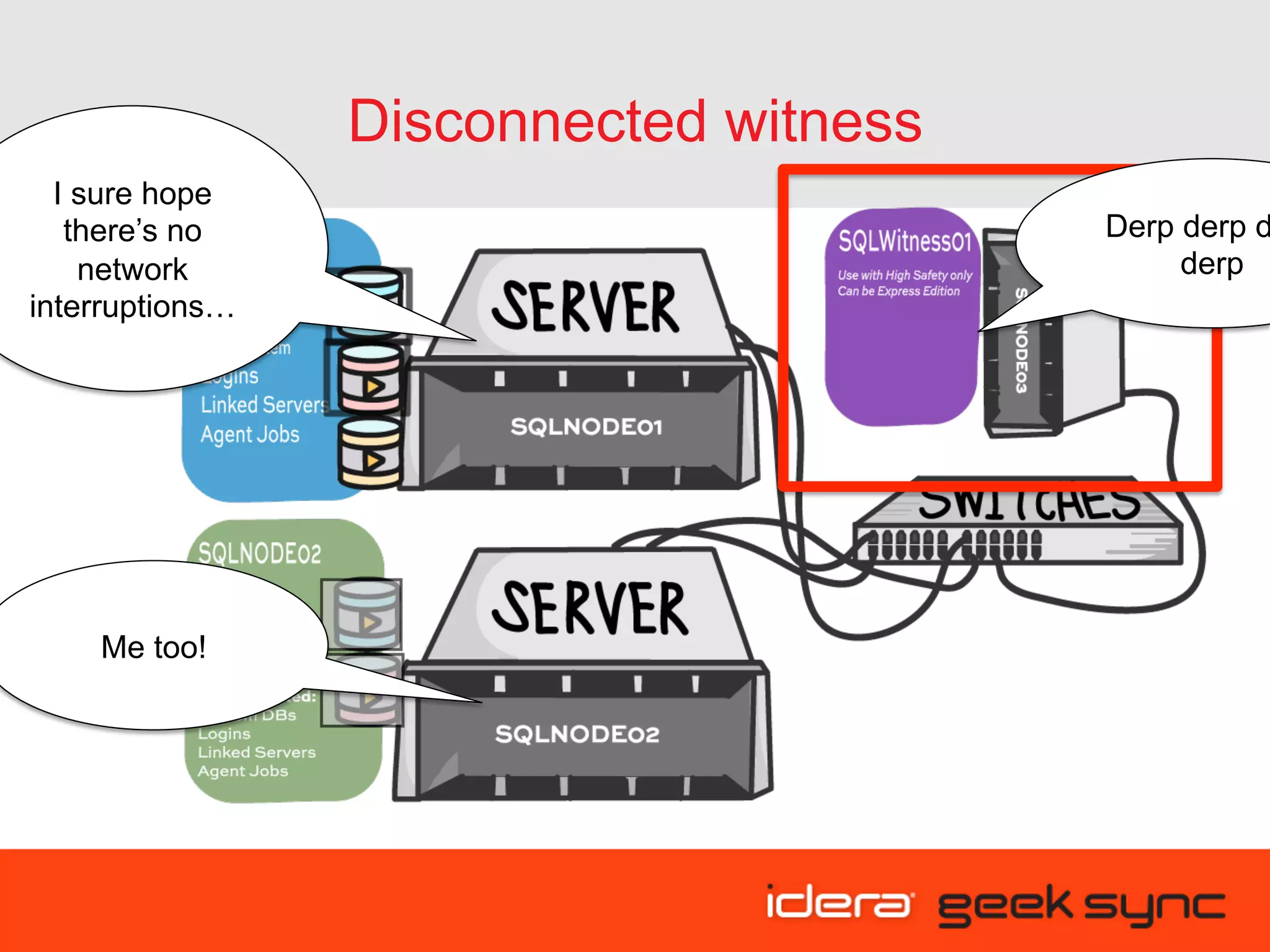 Disconnected witness I sure hope there’s no network interruptions… Me too! Derp derp d derp 