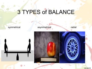 3 TYPES of BALANCE
symmetrical asymmetrical radial
 