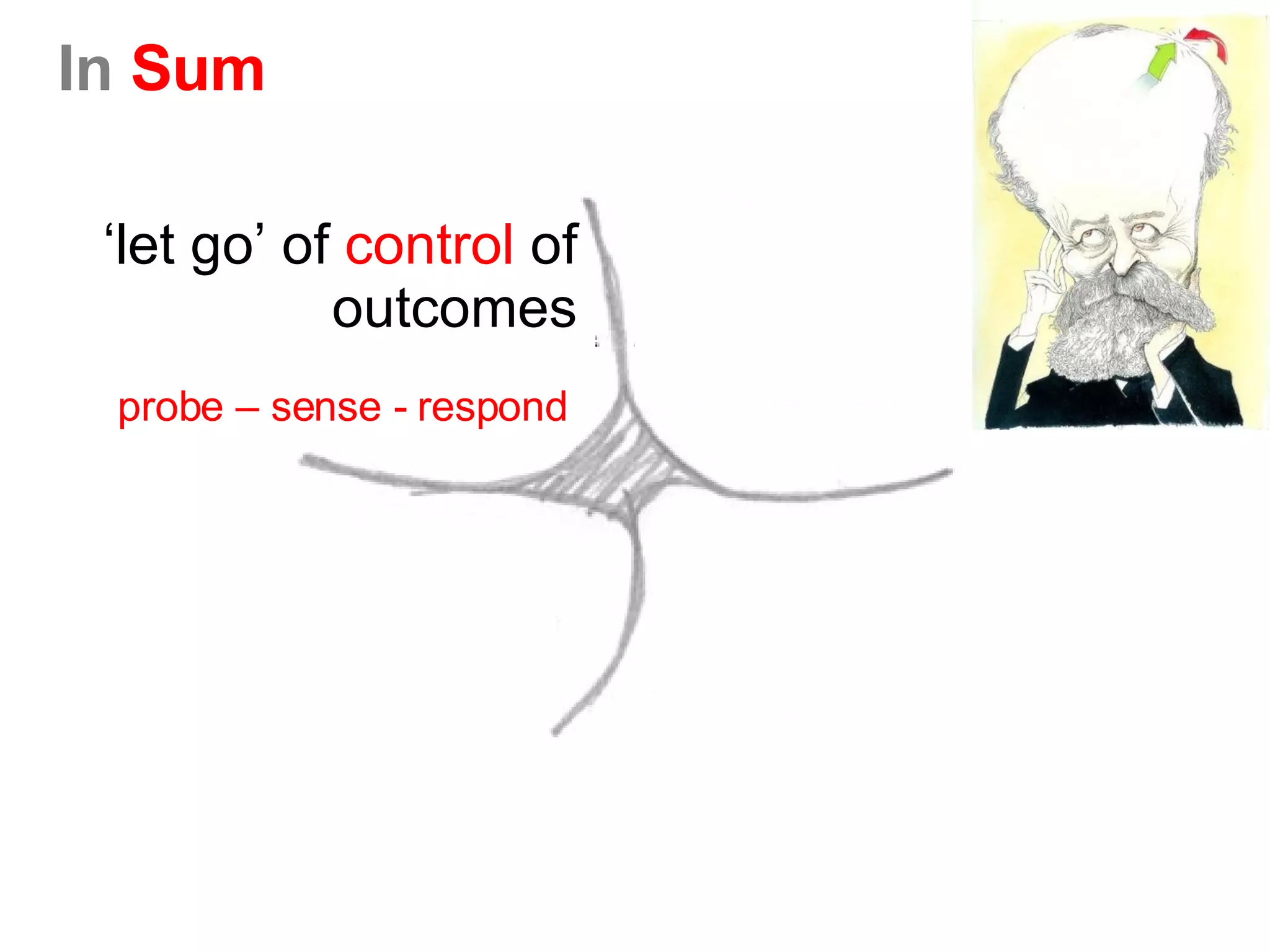 In  Sum ‘ let go’ of  control  of outcomes probe – sense - respond 