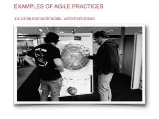 EXAMPLES OF AGILE PRACTICES
4.4 VISUALISATION OF WORK: INITIATIVES RADAR
www.theagilecontactcentre.com.au
 