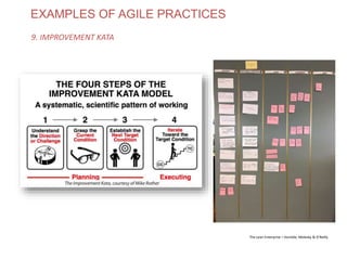 EXAMPLES OF AGILE PRACTICES
9. IMPROVEMENT KATA
www.theagilecontactcentre.com.au
The Lean Enterprise – Humble, Molesky & O’Reilly
 