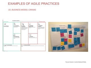 EXAMPLES OF AGILE PRACTICES
10. BUSINESS MODEL CANVAS
www.theagilecontactcentre.com.au
The Lean Enterprise – Humble, Molesky & O’Reilly
 