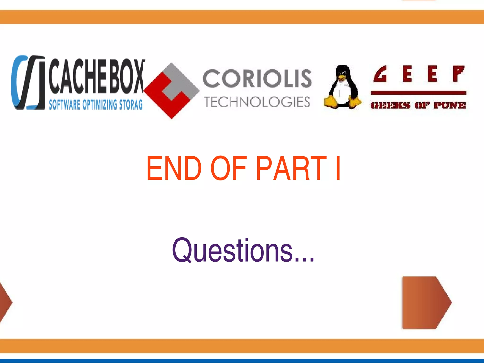 END OF PART I
Questions...
 