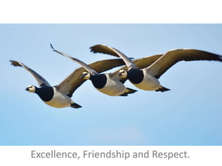 Excellence, Friendship and Respect.
 